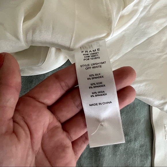 Frame Twisted Shoulder Button-Front Puffed Sleeve Top - Picture 9 of 12